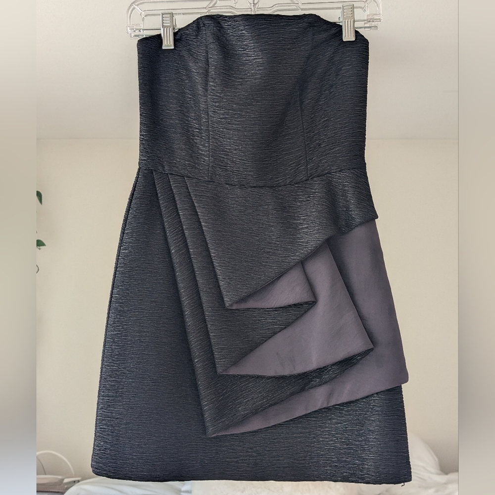 Bcbgeneration Black Asymmetrical Ruffled Straples… - image 1